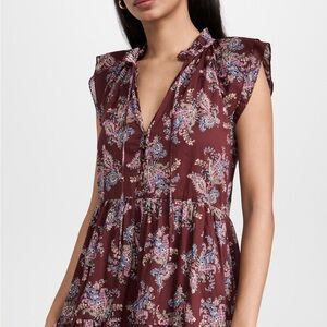 Veronica Beard Burgundy Floral Mini Dress